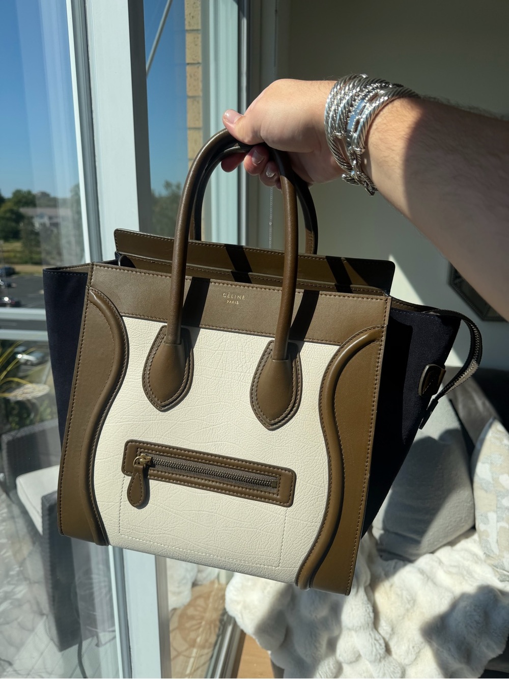 Celine Mini Luggage Tote Tri Color Suede